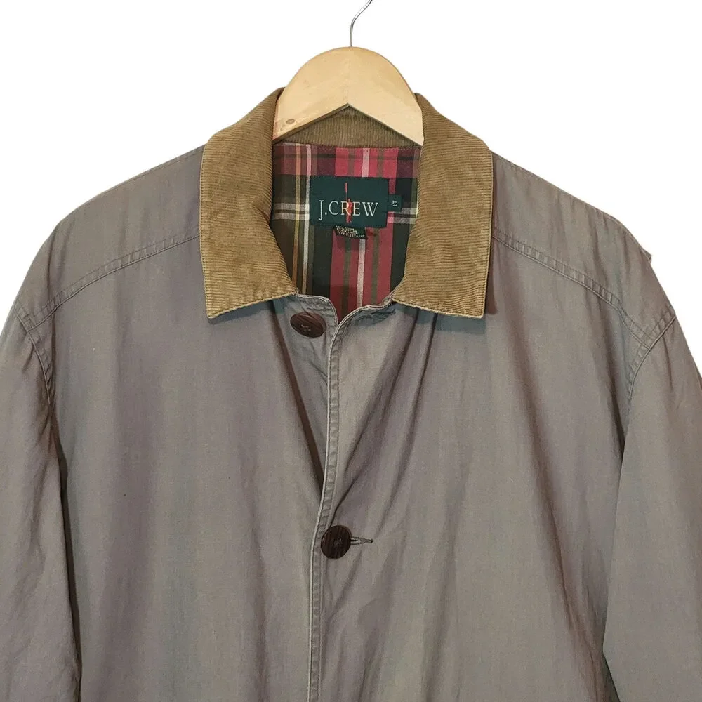 J. Crew Vintage Barn Jacket Tan Corduroy Collar Rugged Fall Canvas Coat L Tall